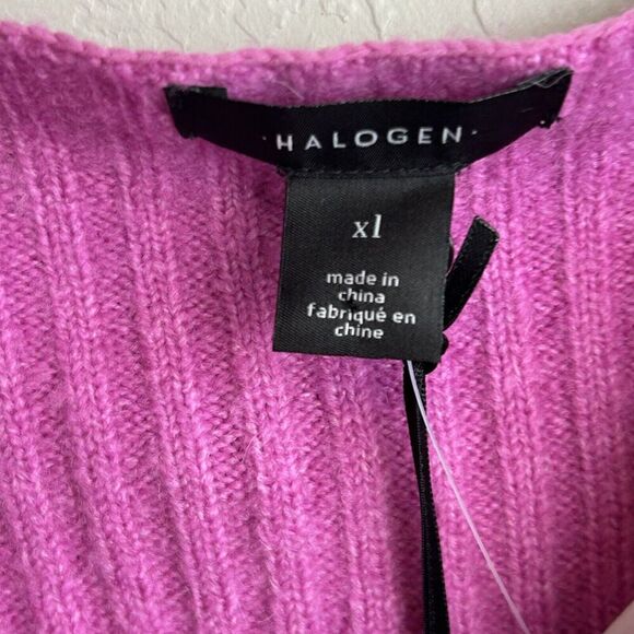 HALOGEN Sweater Womens XL Pink Wool Blend Knit Balloon Sleeve Barbiecore NWT - Picture 6 of 8